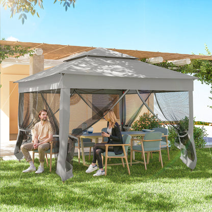 Outsunny Carpa Plegable3,3x3,3 M Con 4 Paredes Laterales De Malla Gris Claro_3