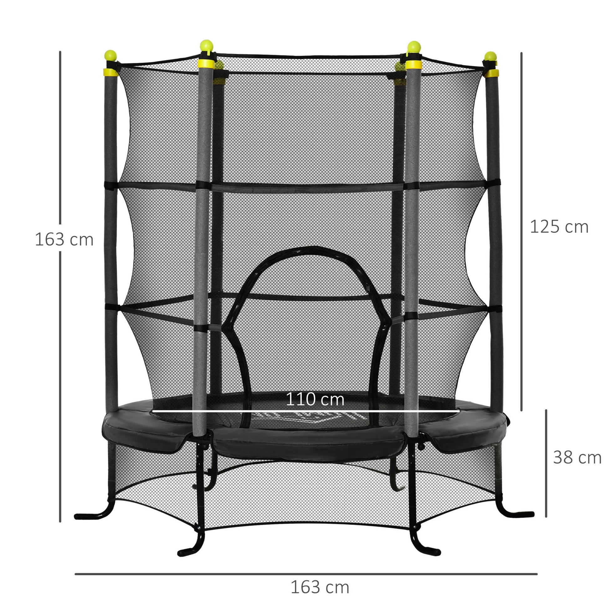 Homcom Trampolín Infantil Con Superficie De Salto Ø110 Cm Red De Seguridad Negro_2