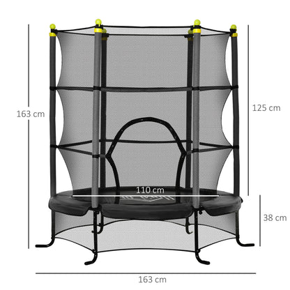 Homcom Trampolín Infantil Con Superficie De Salto Ø110 Cm Red De Seguridad Negro_2