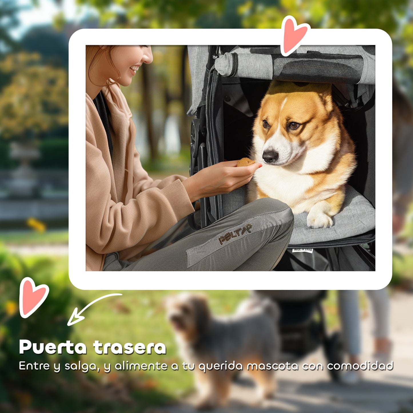 Pawhut Carrito Para Perros Plegable Con 3 Ruedas 109,5x57,5x106,5 Cm Gris_3