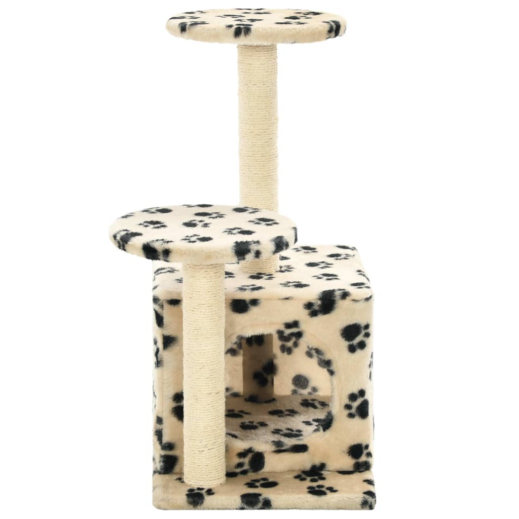 Vidaxl Rascador Para Gatos Con Poste De Sisal Huellas Beige 60 Cm_4