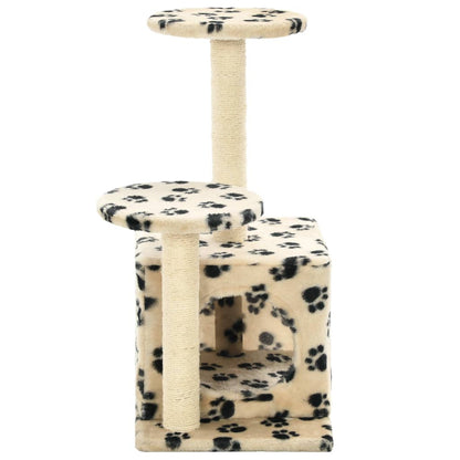 Vidaxl Rascador Para Gatos Con Poste De Sisal Huellas Beige 60 Cm_4