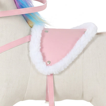 Aiyaplay Cavalinho De Baloiço Para Bebés Em Madeira Maciça E Linho Sintético Creme 71x30x68 Cm_4