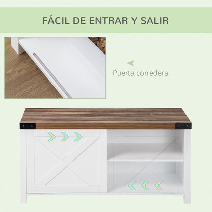 Pawhut Arenero Para Gatos Madera Con Armario De Almacenaje Puerta 109x51x52 Cm_5