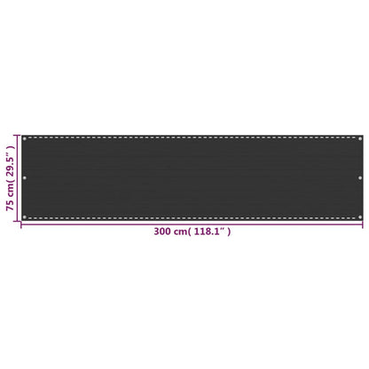 Vidaxl Toldo Para Balcón Hdpe Gris Antracita 75x300 Cm_2