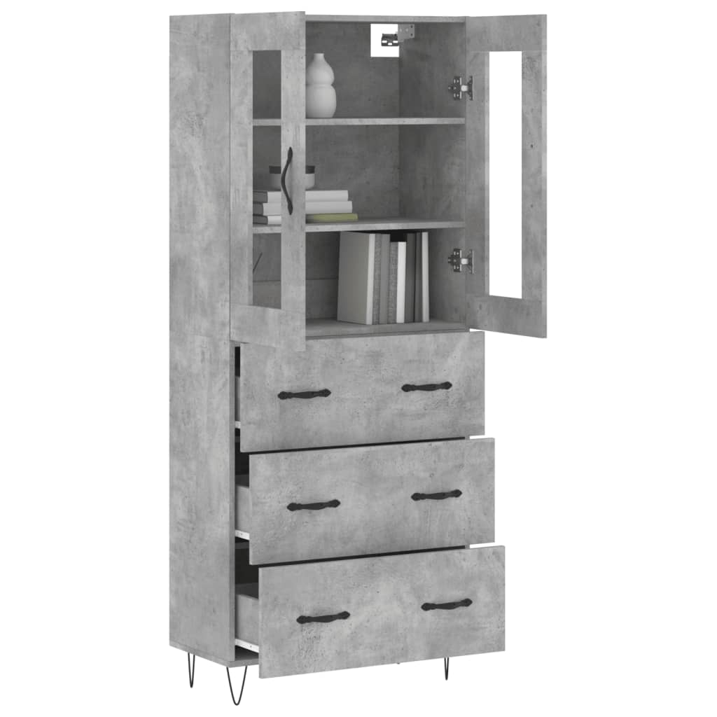 Aparador Alto Madera Contrachapada Gris Hormigón 69,5x34x180 Cm_2