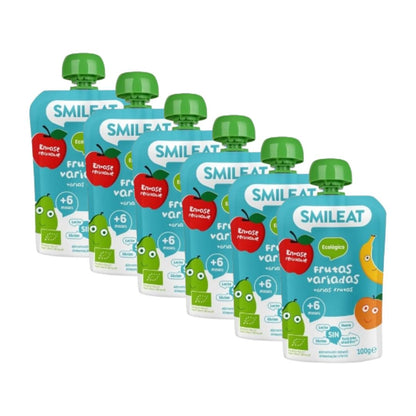 Pack 6 Uds Pouche ECO frutas variadas Smileat, 100g