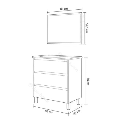 Mueble De Baño Dakota 80 Con Espejo Melamina, Roble, Mueble:80espejo:80 X Mueble:86espejo:57,5 X Mueble: 45cm Espejo: 1,8cm_4