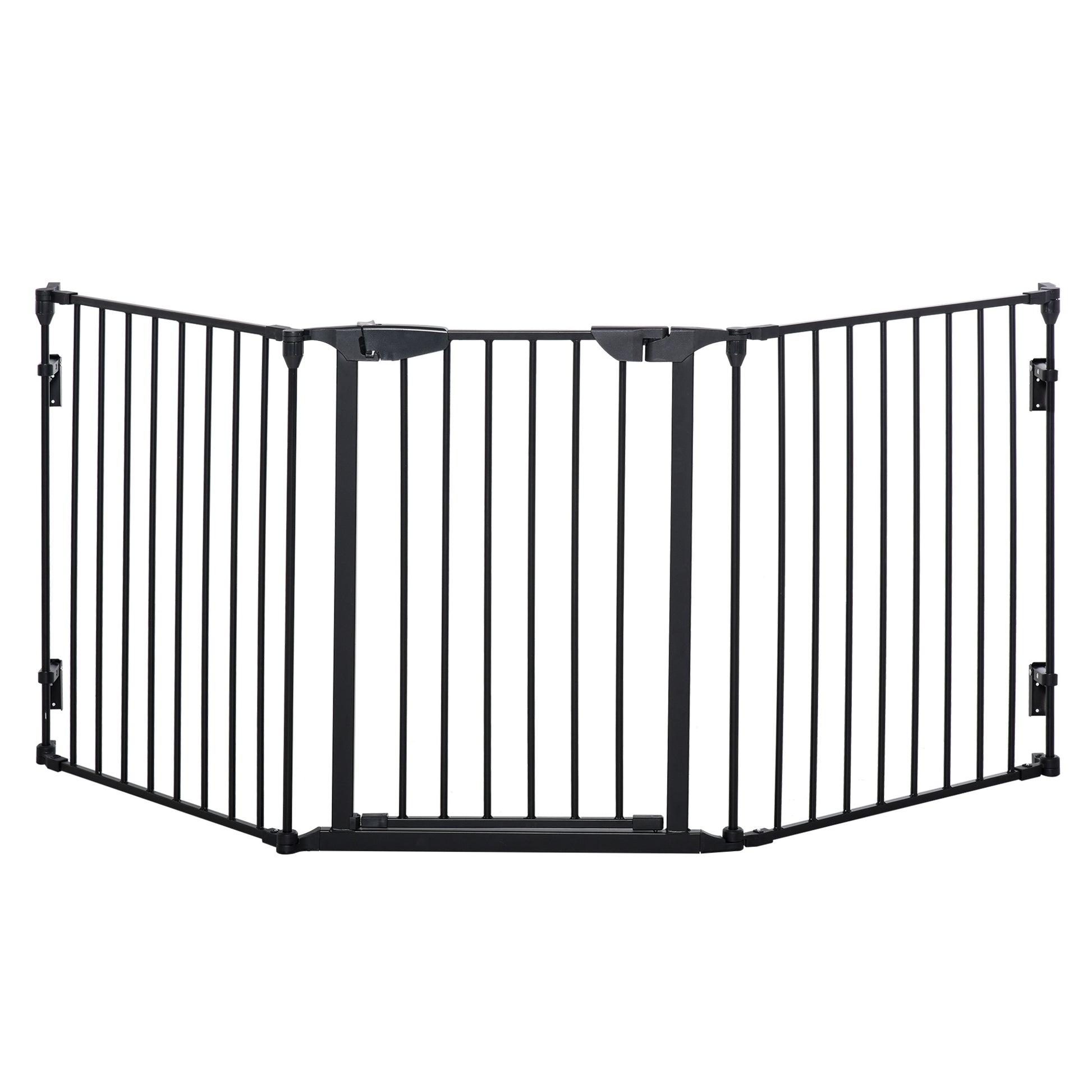 Pawhut Barrera Para Perros Plegable De 3 Paneles Con Cierre Inteligente Negro_0