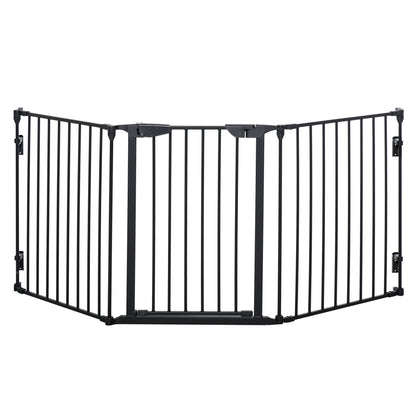 Pawhut Barrera Para Perros Plegable De 3 Paneles Con Cierre Inteligente Negro_0