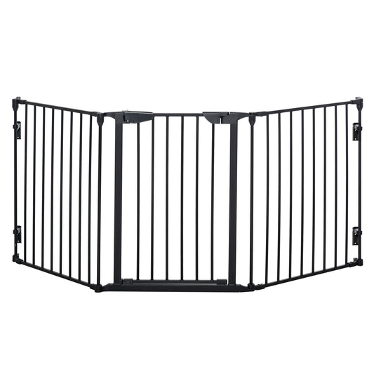 Pawhut Barrera Para Perros Plegable De 3 Paneles Con Cierre Inteligente Negro_0