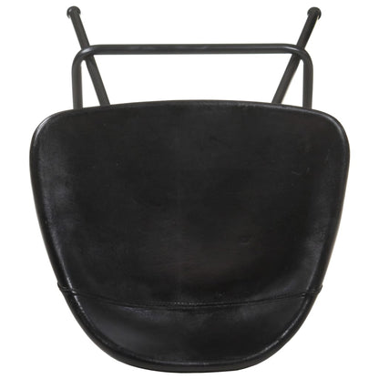 Taburetes De Cocina 4 Unidades Cuero Auténtico Negro_5