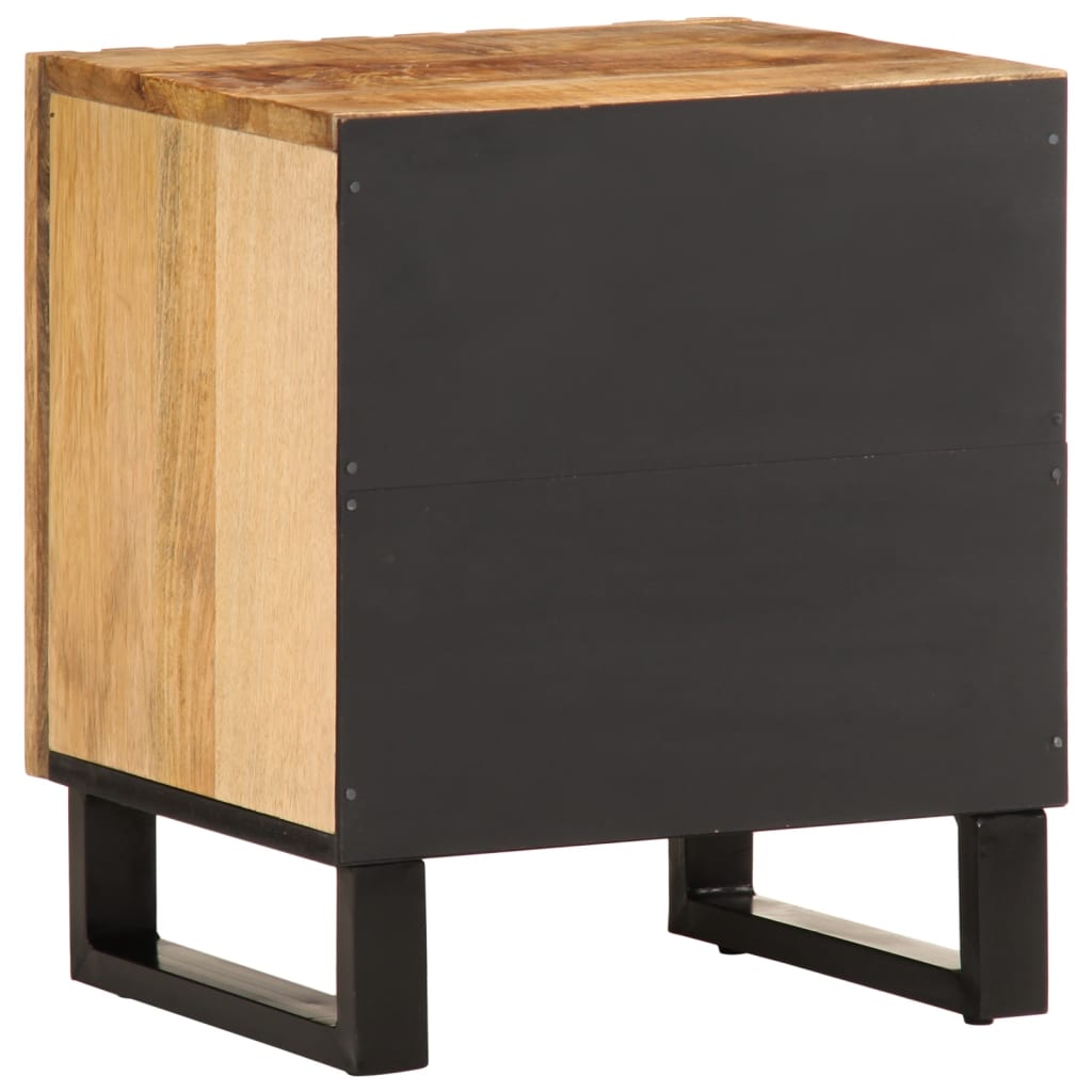 Mesita De Noche De Madera Maciza De Mango Rugosa 40x34x46 Cm_3