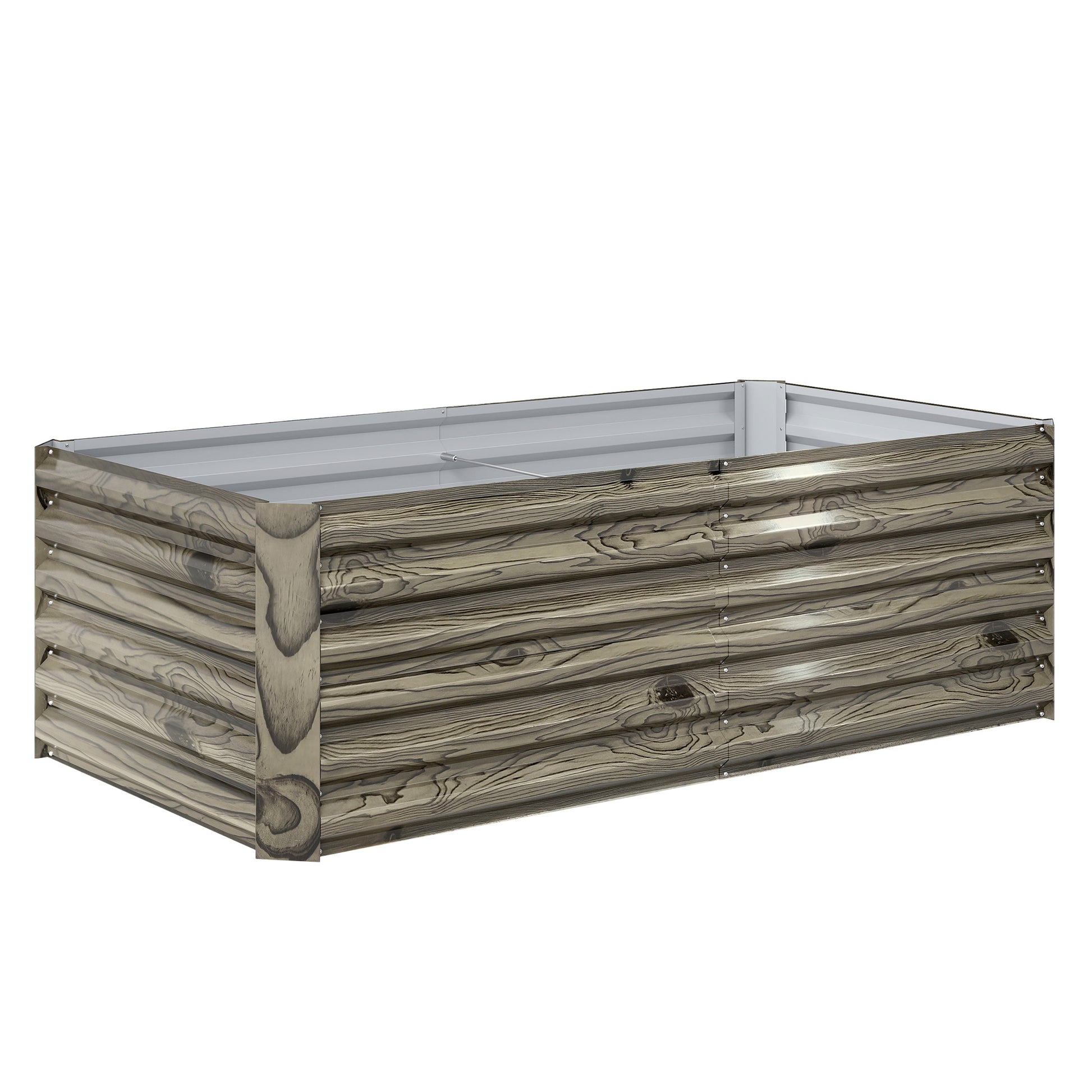 Outsunny Jardinera Exterior Grande De Acero Galvanizado Con Base Abierta Natural_0