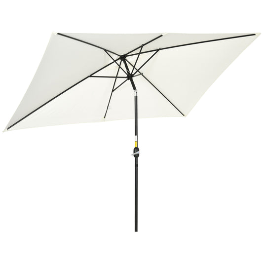 Outsunny Sombrilla Jardín Aluminio 200x300x253 Cm Inclinable Con Manivela Crema_0