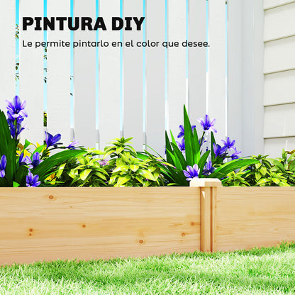 Outsunny Jardinera Elevada De Madera Con Divisor Y Base Abierta Natural_5