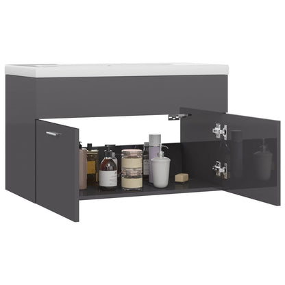 Mueble Con Lavabo Madera De Ingeniería Gris Brillante_3