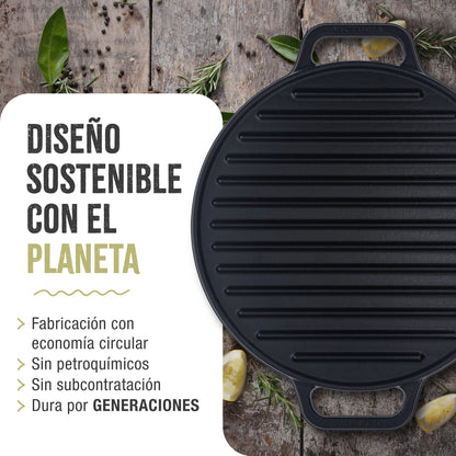 Victoria Plancha Cocina Hierro Fundido Esmaltado Parrilla Reversible 32cm, Fuego Barbacoa Sin Ptfe, 38007, Negro_5