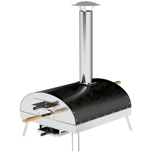 Outsunny Mini Horno De Pizza Exterior Portátil Con Piedra Refractaria Y Bandeja_0