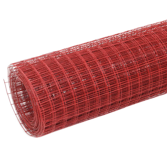 Alambrada De Gallinero Acero Revestimiento Pvc Rojo 25x1 M / Vetonek_0