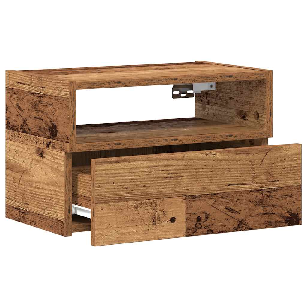 Mesitas De Noche De Pared 2 Unidades Madera Vieja 45x26x28,5 Cm_3