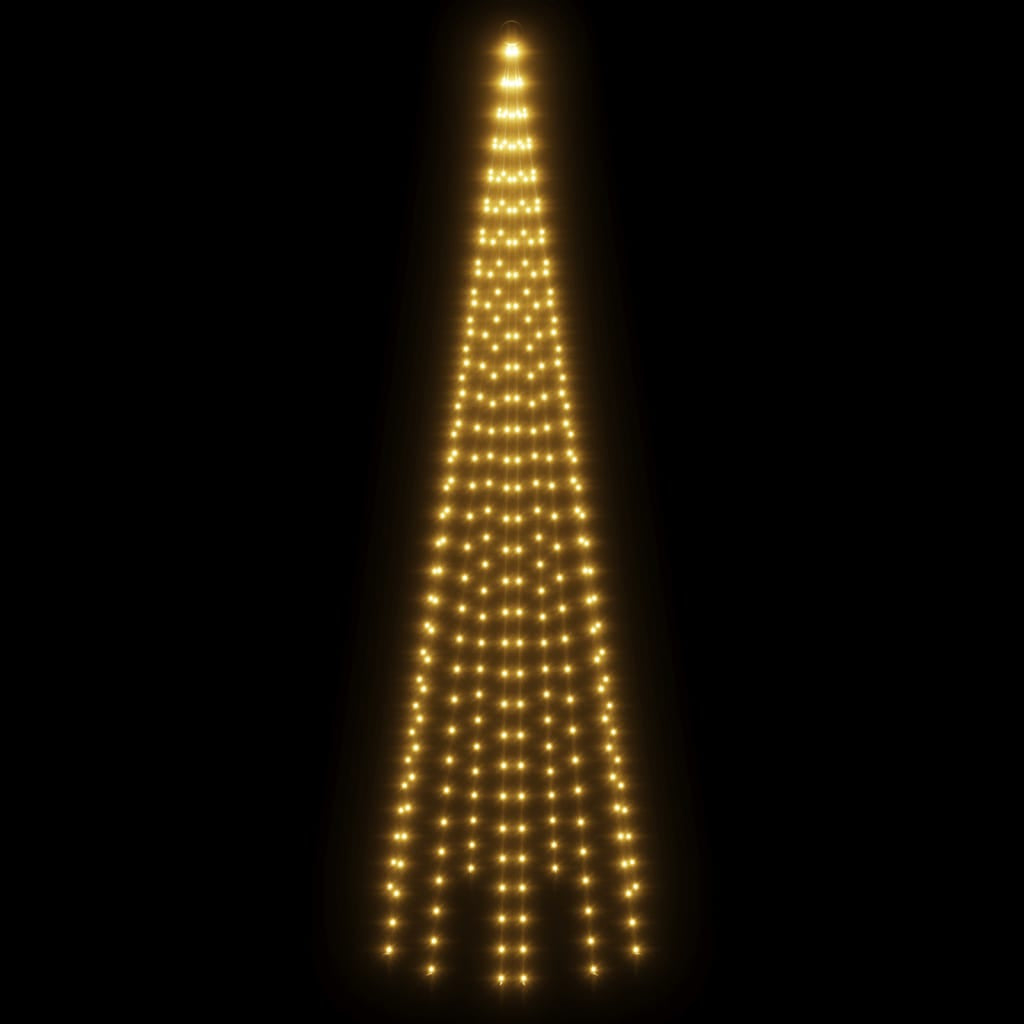 Vidaxl Árbol De Navidad En Asta De Bandera 310 Led Blanco Cálido 300cm_3