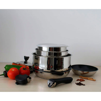 Batería De Cocina Acero Inoxidable 24 Piezas, Inducción, Asa Extraíble, Tapas Inox, Apilable Callaway Frankfurt, Acero Inoxidable_1