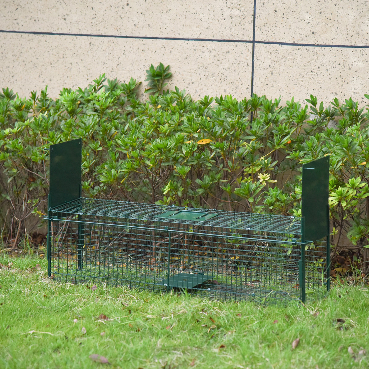 Pawhut Trampa Para Atrapar Animales Vivos Con 2 Puertas Asa 100x25x28 Cm Verde_1