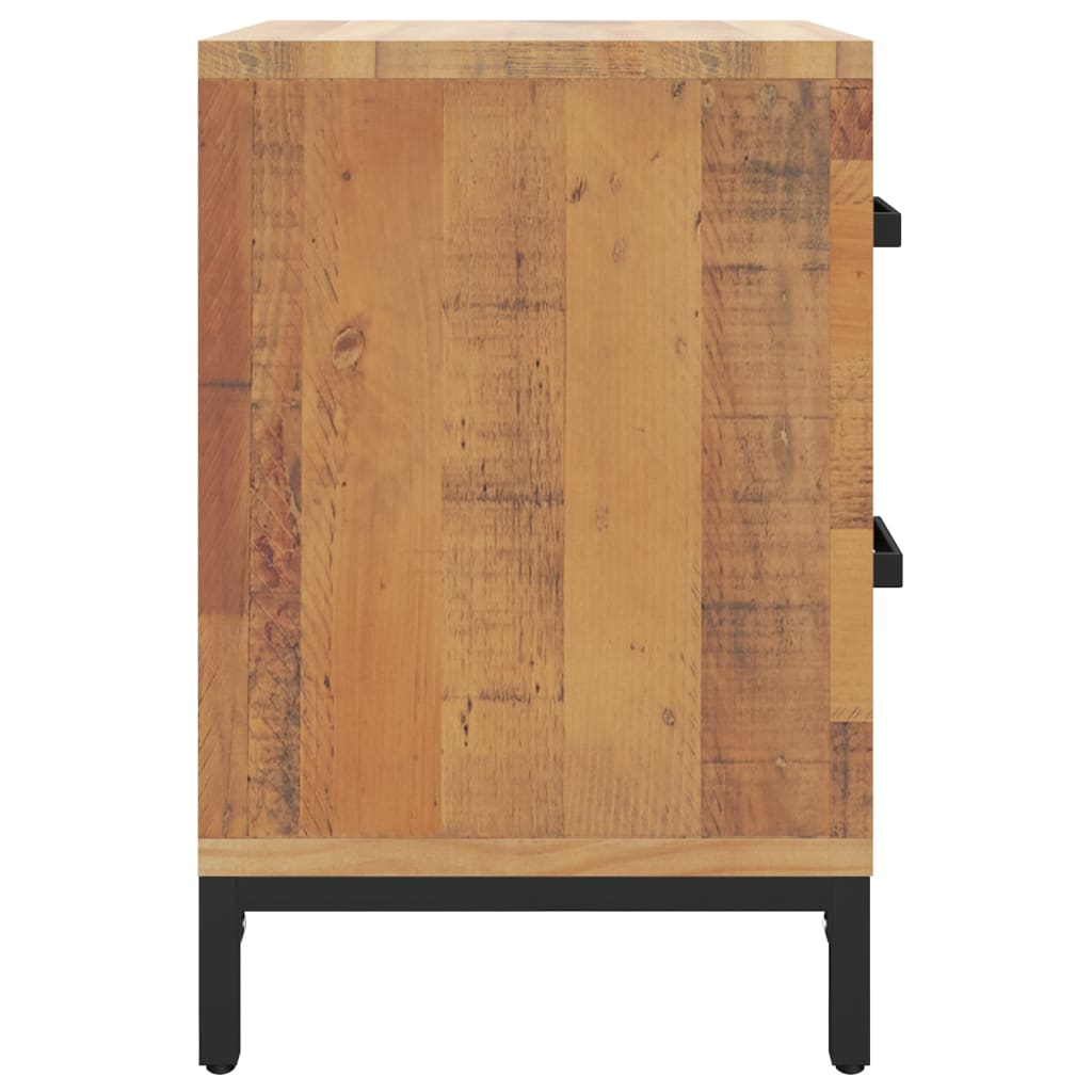 Mesita De Noche Madera Maciza De Pino Marrón 36x30x45 Cm_3
