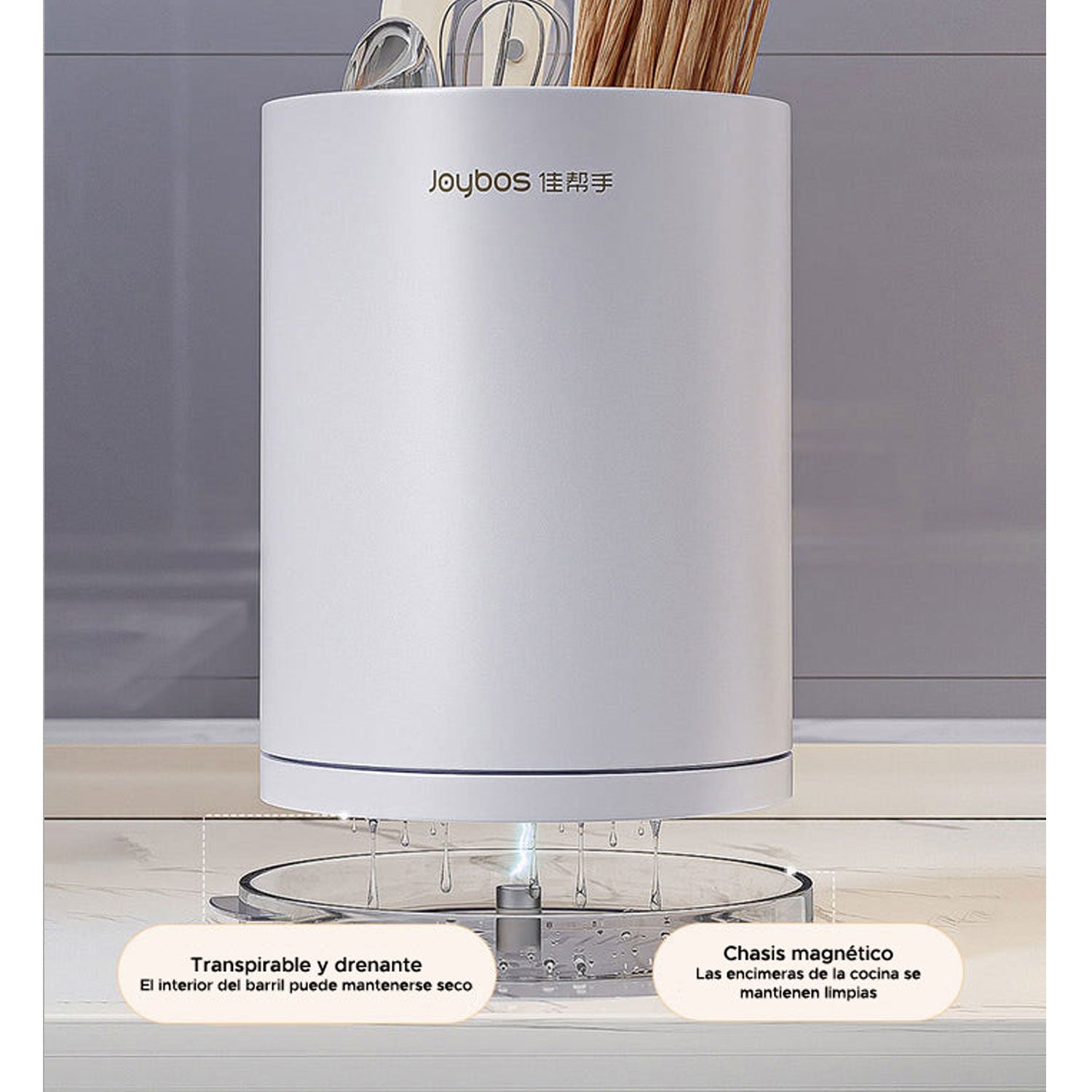 Joybos - Organizador De Cuchillos Redondo Con Ranura Universal Para Cocina Blanco