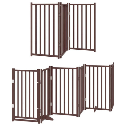 Vidaxl Puerta De Perros Plegable 9 Paneles Madera Álamo Marrón 450 Cm_0
