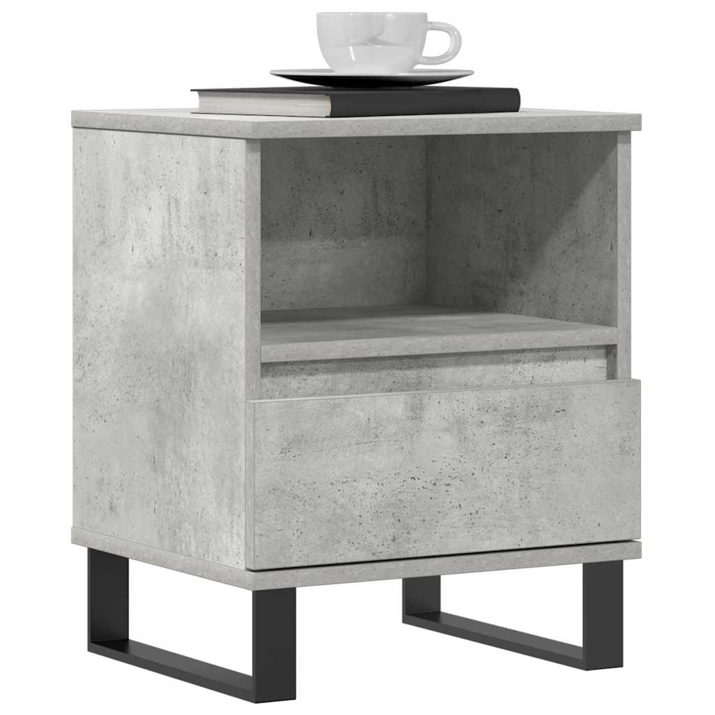 Mesita De Noche Madera De Ingeniería Gris Hormigón 40x35x50 Cm_1