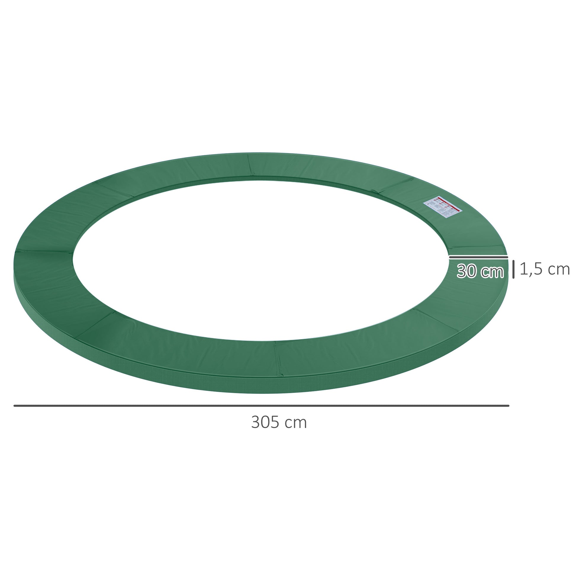 Homcom Cubierta De Protección Acolchada Borde De Seguridad Para Trampolines Cama Elástica Con Diámetro Ø305 Cm Verde_2