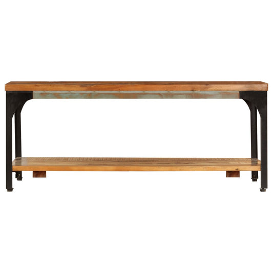 Mesa De Centro Con Estante Madera Maciza Reciclada 100x60x35 Cm_0
