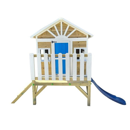 Casita Infantil De Madera Por Paneles Masgames Visby Elevada 60 Cm Azul.
