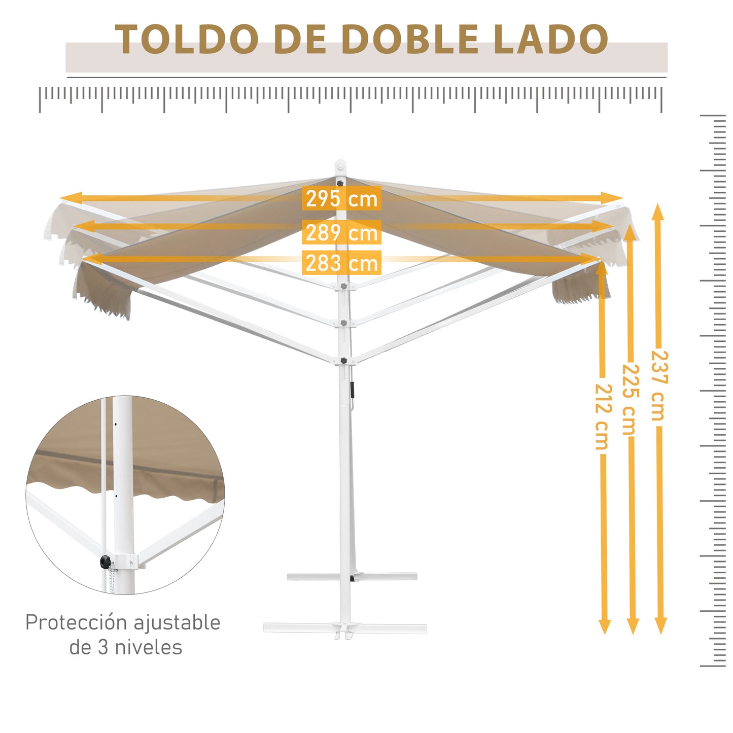 Outsunny Toldo De Pie 300x295x255 Cm Ajustable Portátil Poliéster Jardín Terraza_5