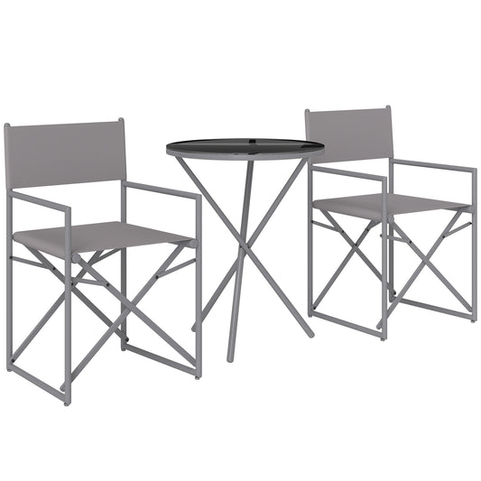 Outsunny Conjunto De Muebles De Jardín Con 2 Sillas Plegables Y Mesa Gris Oscuro_0