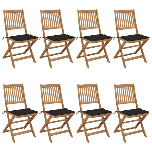 Vidaxl Sillas De Jardín Plegables 8 Uds Madera Maciza Acacia Y Cojines_0