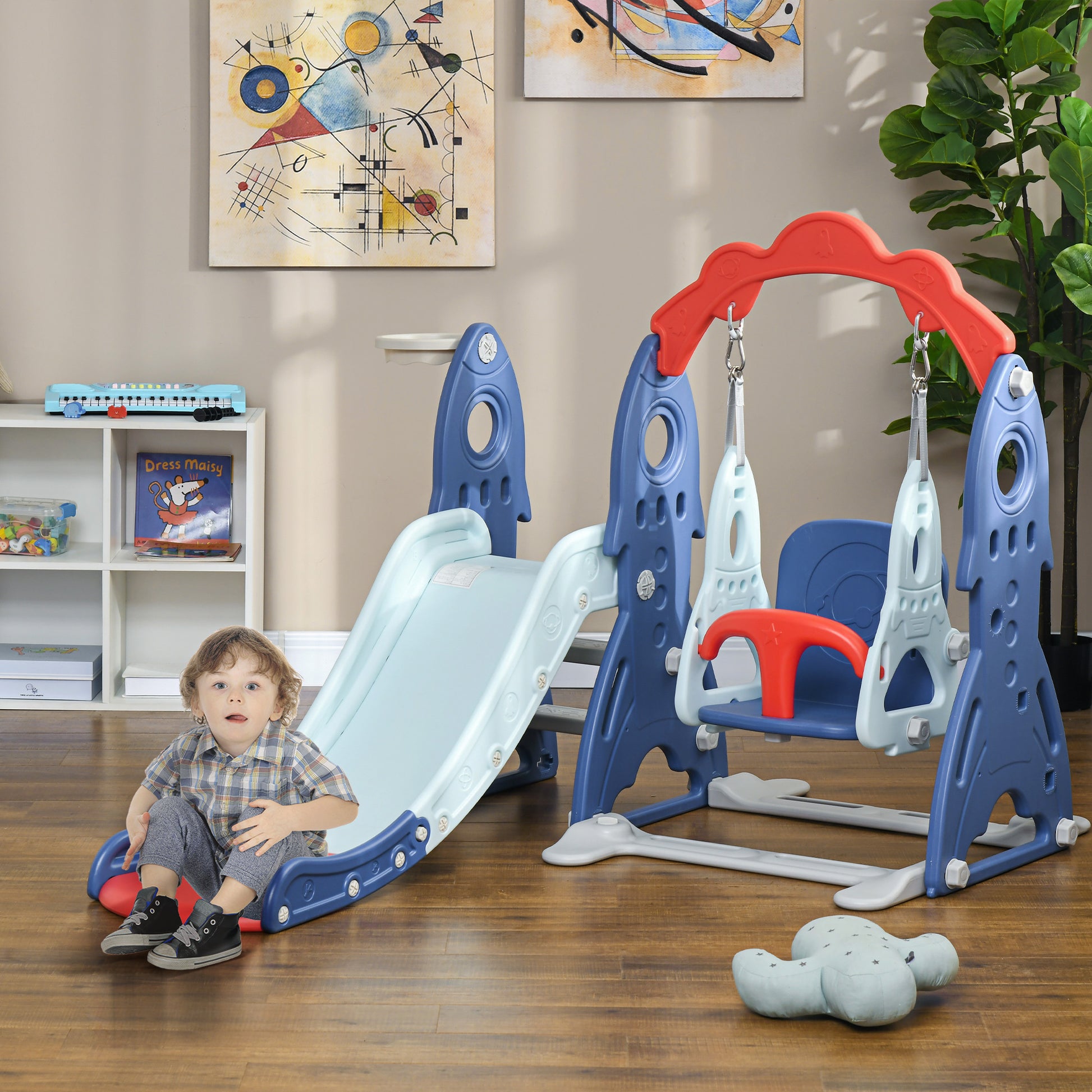 Aiyaplay Juego De Tobogán Y Columpio Para Niños De 1-3 Años 3 En 1 Multicolor_1