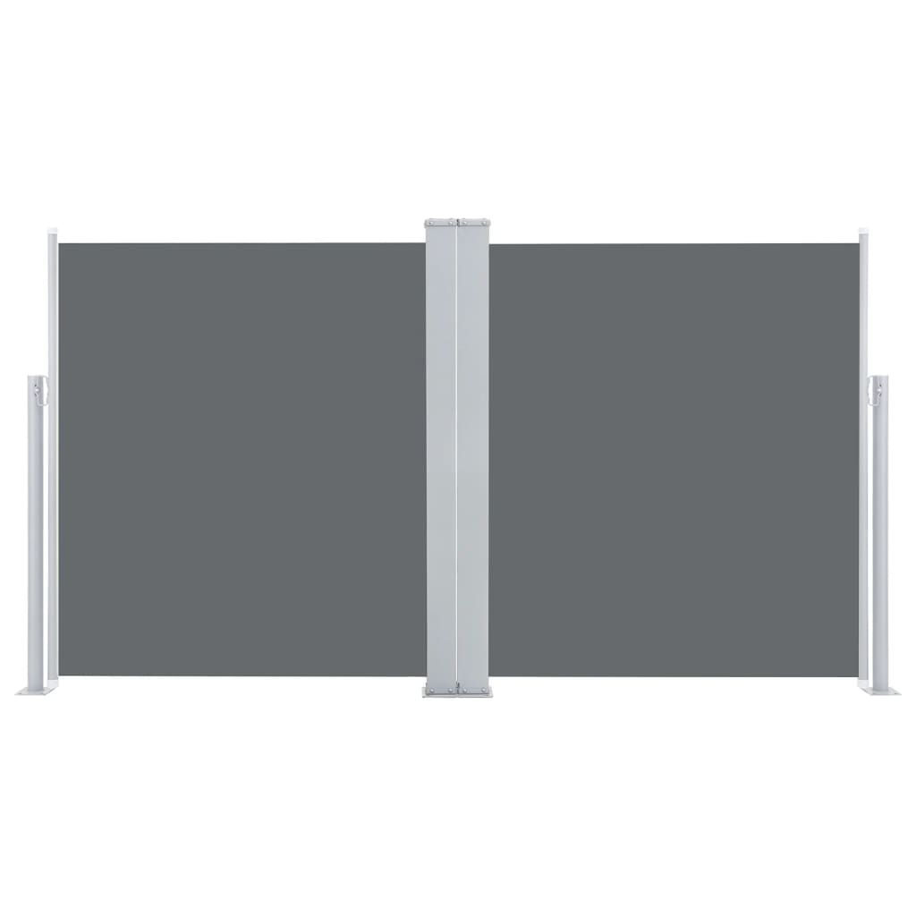 Toldo Lateral Doble Y Retráctil De Jardín Gris 170x600 Cm_2