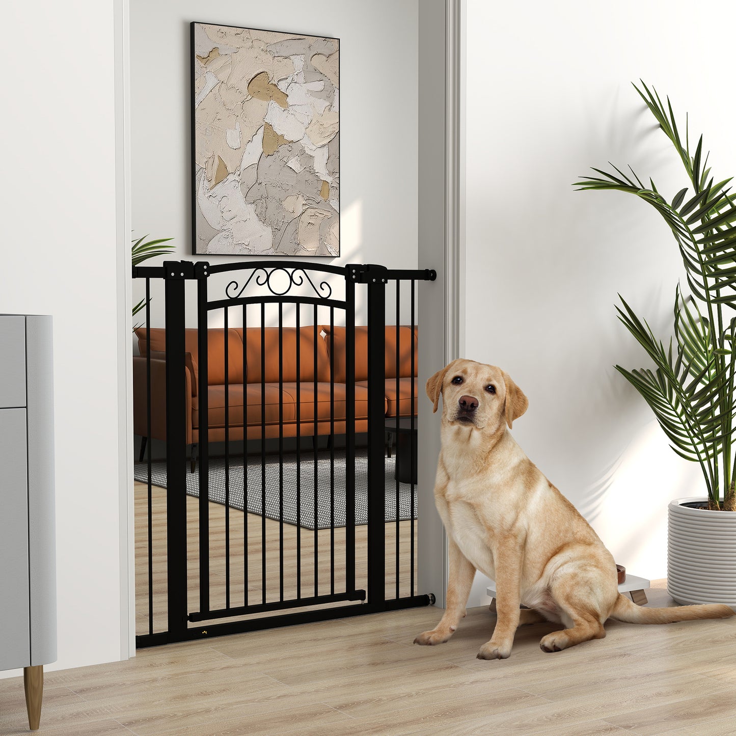 Pawhut Barrera Para Perros Con Cierre Automático_1