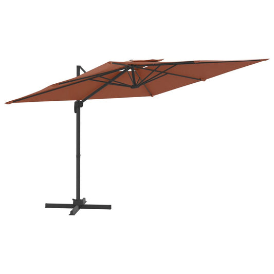 Vidaxl Sombrilla Colgante De Doble Techo Terracota 400x300 Cm_0