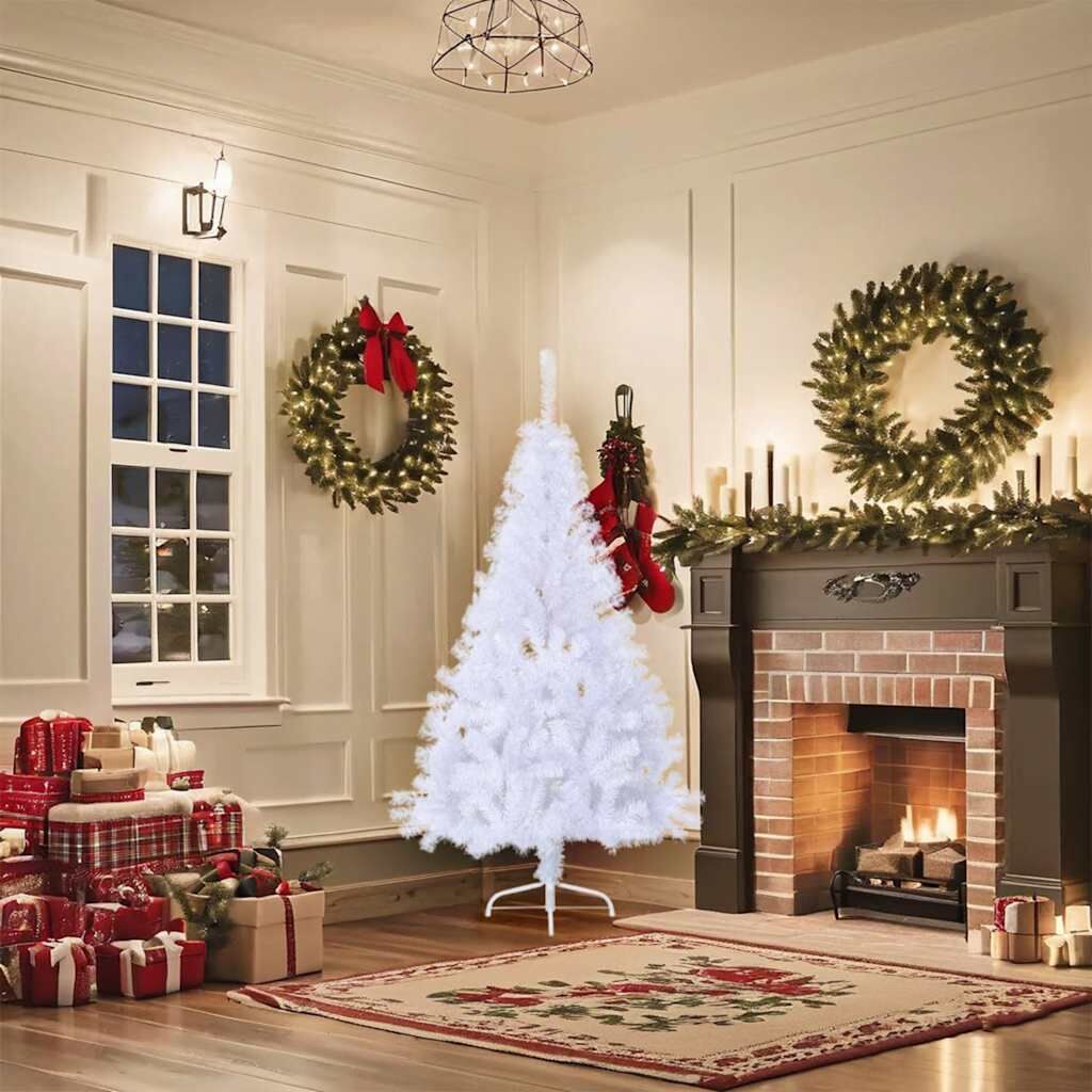 Vidaxl Medio Árbol De Navidad Artificial Con Soporte Pvc Blanco 150 Cm_1