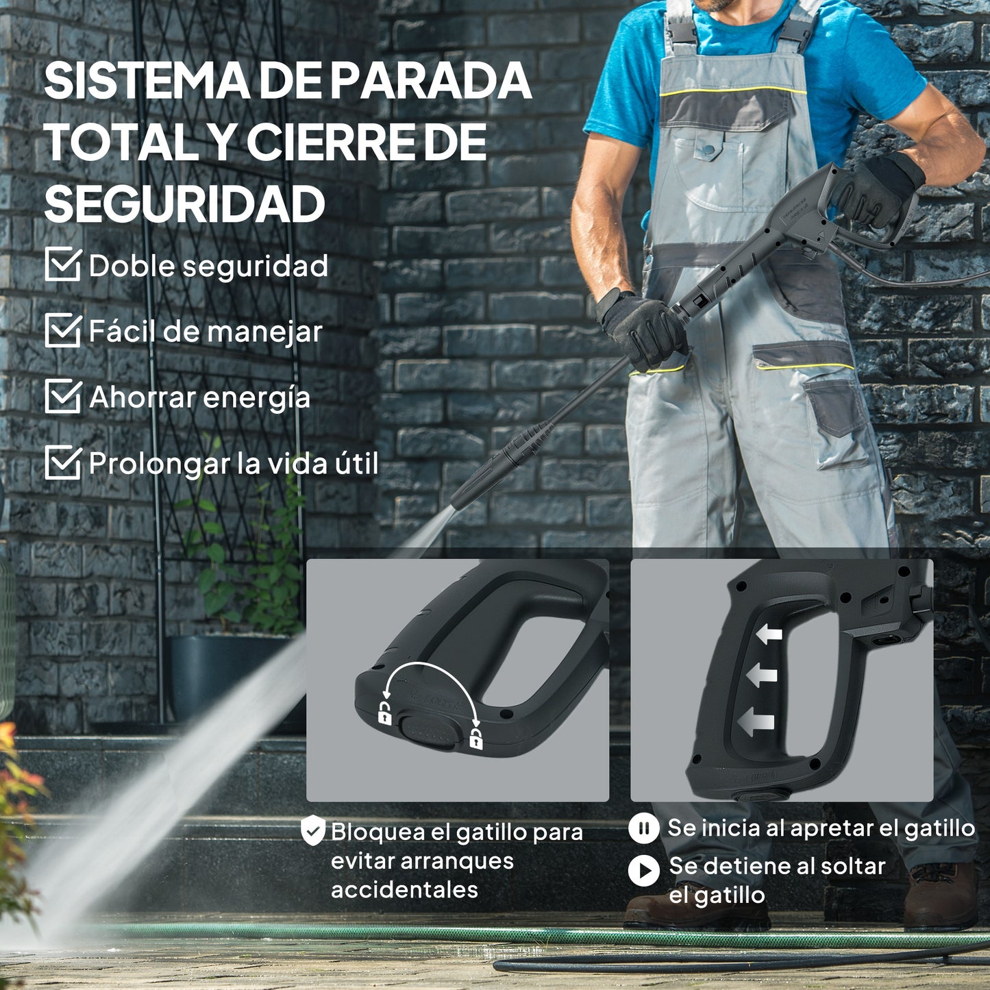 Outsunny Hidrolimpiadora De Alta Presión 1800w Caudal 420 L/h Presión 150 Bar_5