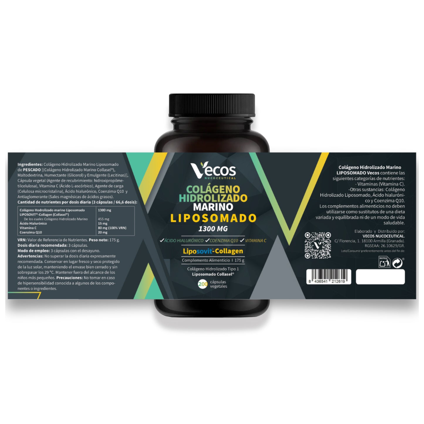 Colágeno Marino Liposomado VECOS (200 cápsulas) | Piel y articulaciones | Ácido hialurónico y Vitamina C | Liposovit®_4