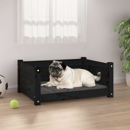 Vidaxl Cama Para Perros Madera Maciza De Pino Negro 65,5x50,5x28 Cm_1