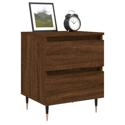 Mesita De Noche Madera De Ingeniería Marrón Roble 40x35x50 Cm_1