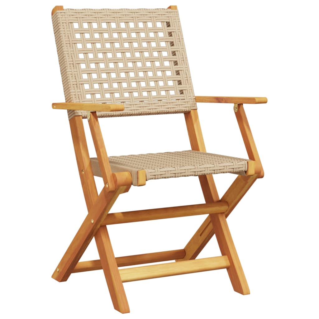 Set De Comedor De Jardín 5 Pzas Ratán Pe Madera Maciza Beige / Vetonek_1