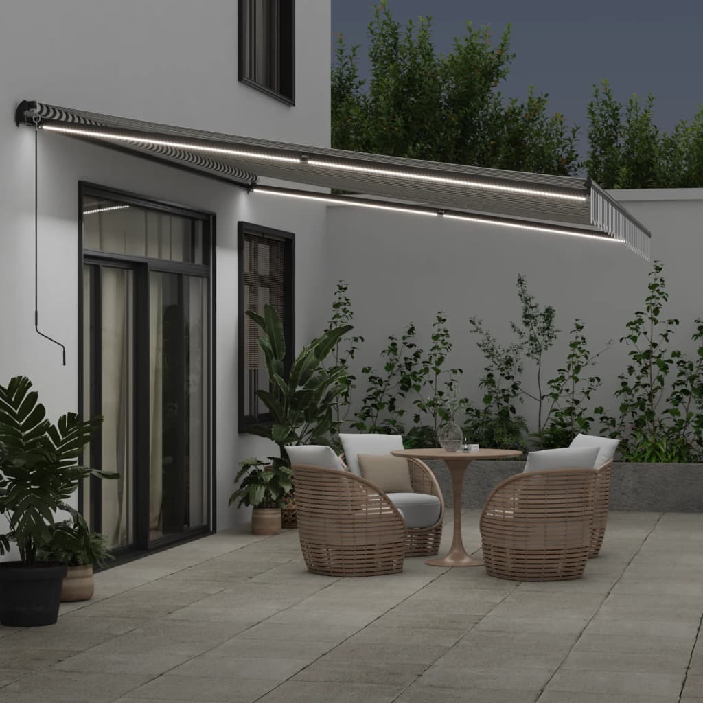 Toldo Retráctil Automático Gris Antracita Y Blanco 500x350 Cm_2