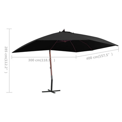 Vidaxl Sombrilla De Jardín Colgante Con Palo De Madera Negro 4x3 M_2